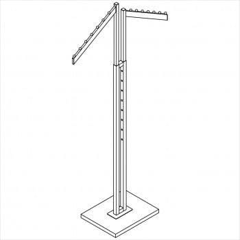 Clothes rack -Square Tubing 2 way rack with 2 rectangular Slant arms chrome