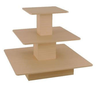 3 tier square table maple finish
