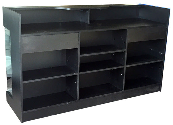 Retail Counter With Showcase Black -  72" L x 22" W x 42" H - Back View