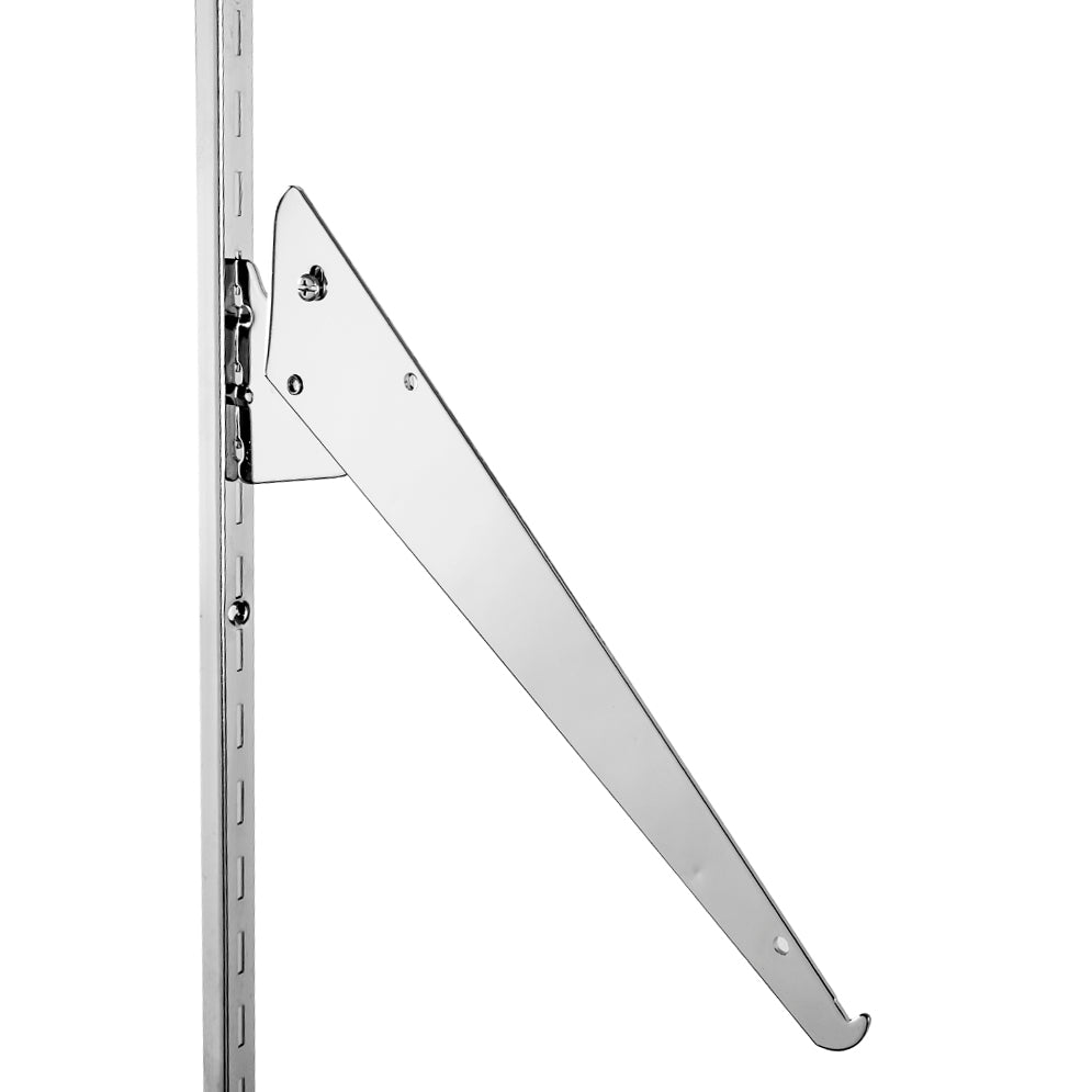 Adjustable shelf bracket with end tip.