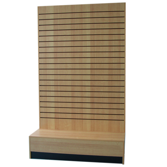 Freestanding Slatwall Unit Maple In L Shape - 48 L x 20 D x 80 H x 6 B - Inch