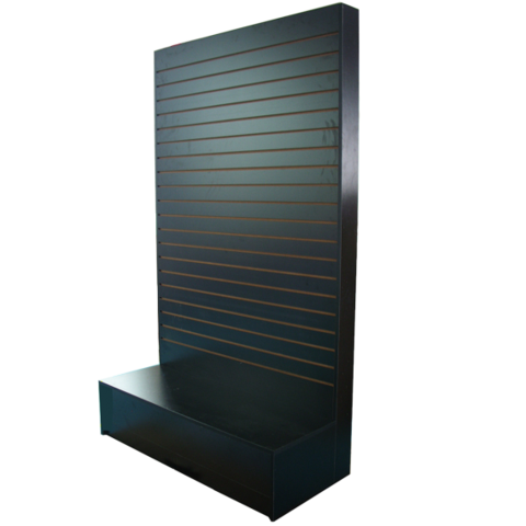 Freestanding Slatwall Unit Black In L Shape - 48 L x 20 D x 80 H x 6 B - Inch