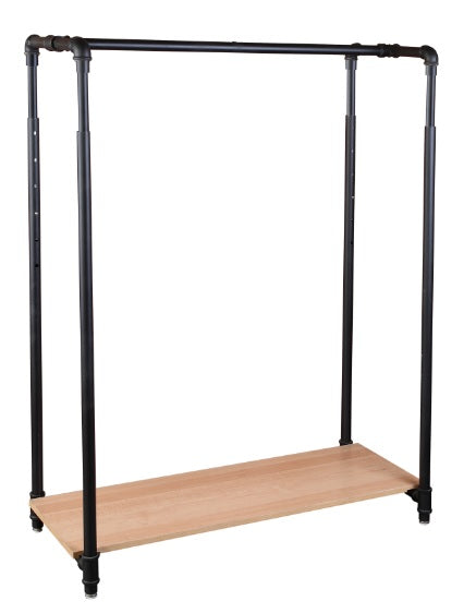Garment rack with wood base