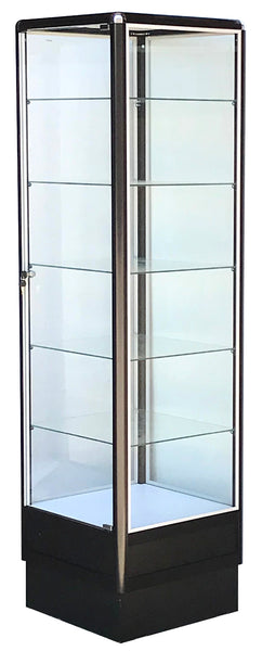 Standing Display Case With Aluminum Frame In Black Electrophoresis - 72 x 20 x20 - Inch