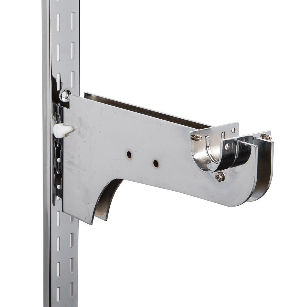 Heavy duty twin bracket with “U” cup for 1-1/4” or 1-5/16” round hangrail.
