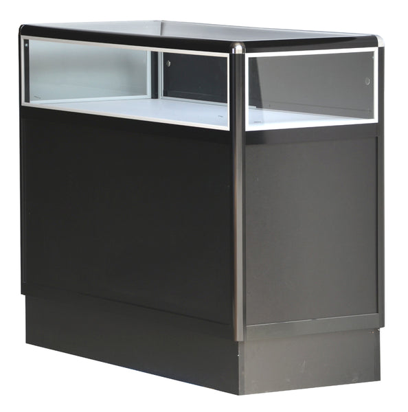 Glass Displays Cases With Aluminum Frames For Jewelry In Black Electrophoresis - 48 x 38 x 20 - Inch Back View