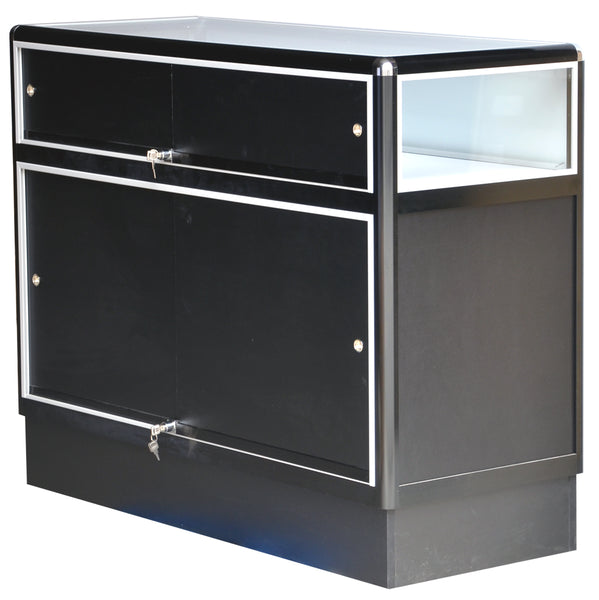 Glass Displays Cases With Aluminum Frames For Jewelry In Black Electrophoresis - 48 x 38 x 20 - Inch Back View