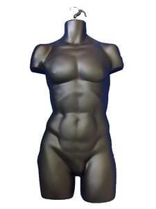 Male Mannequin Torso Black With Hook