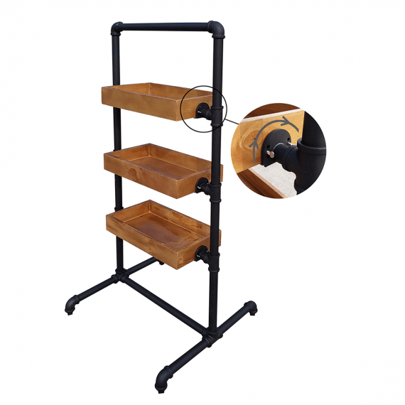 WOOD TRAY DISPLAY of pipe rack