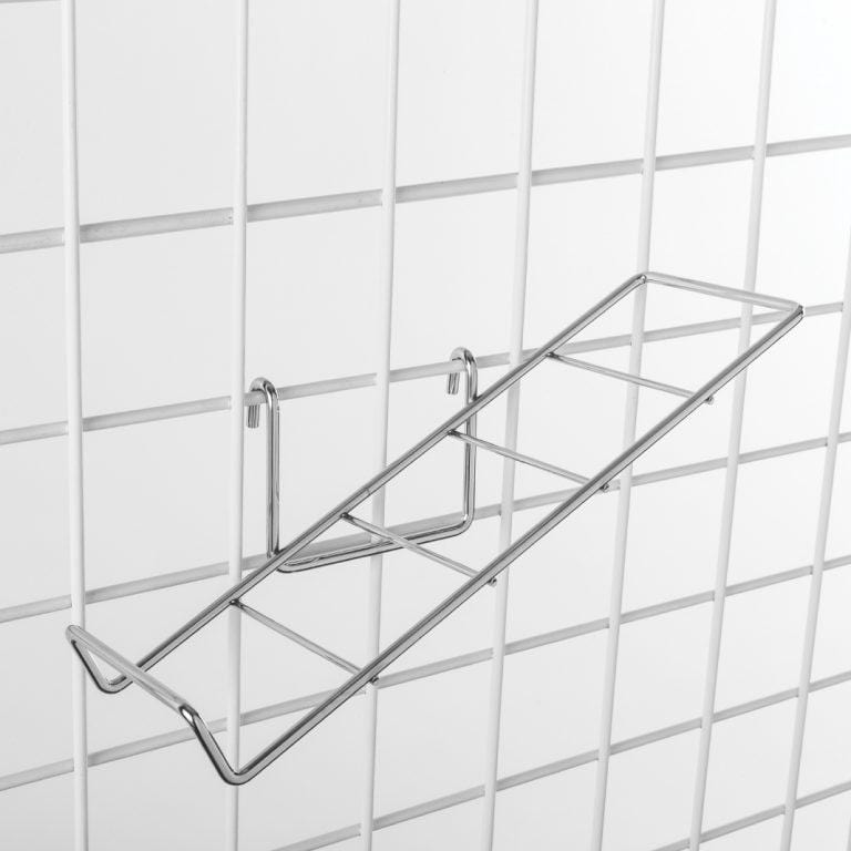 Slant shoe shelf for grid, 1/4 - inch wire, 13 x 4-1/4 - inch chrome