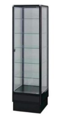 Standing Display Case With Aluminum Frame In Black Electrophoresis - 72 x 20 x20 - Inch