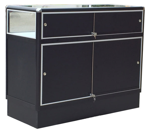 Glass Displays Cases With Aluminum Frames For Jewelry In Black Electrophoresis - 48 x 38 x 20 - Inch Back View