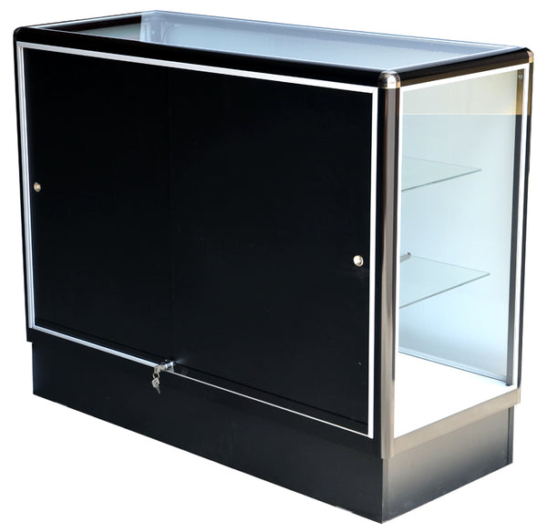 Glass Display With  Tempered Glass And Black Aluminum Frame In Full Vision - 48 x 38 x20 - Inch