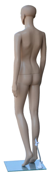Female Mannequin Back View, Plastic, Unbreakable Skin Tone with Glass Base. Height: 68, Chest:32, Waist:24, Hip: 33-Inch