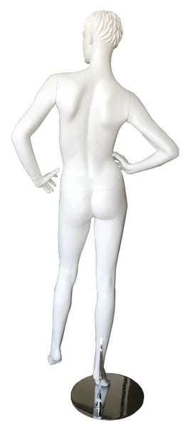 Female fiber glass standing white  mannequin CBA4 back