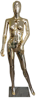 female plastic mannequin golden chrome finish