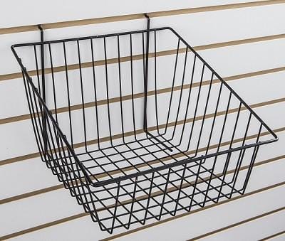 Pegboard and slatwall slant front basket