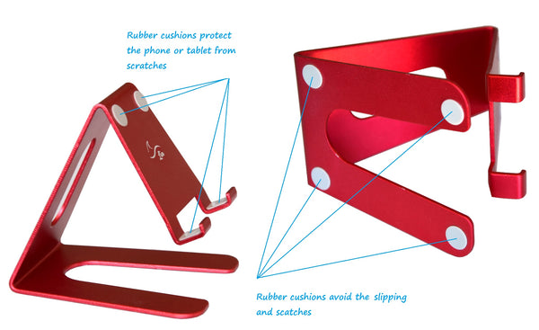 Desktop Cell Phone Stand Portable Aluminum Tablet holder with cushions