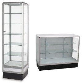 Aluminum glass display case and counters