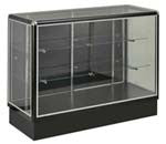Black aluminum display showcases and counters