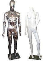 Plastic male and female mannequins