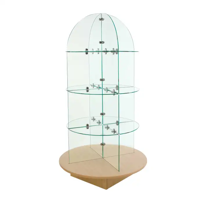 Round base glass display unit
