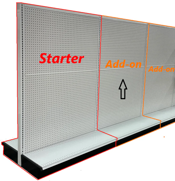 double side gondola shelf add-on unit
