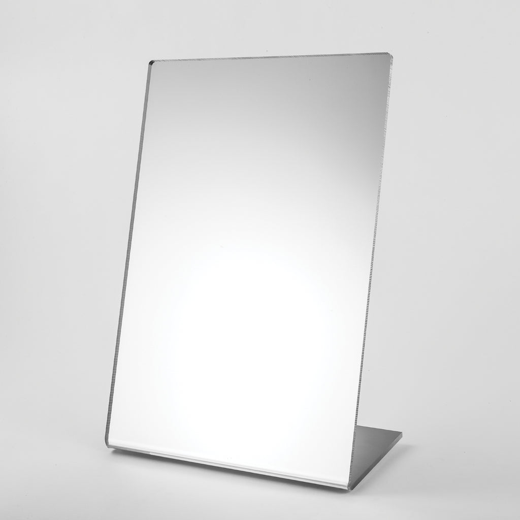 12 x 18 - inch floor mirror with chrome metal frame.