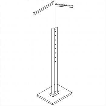 Clothes rack - Square tube 2 way rack with one straight arm, one slant arm with 8 balls chrome