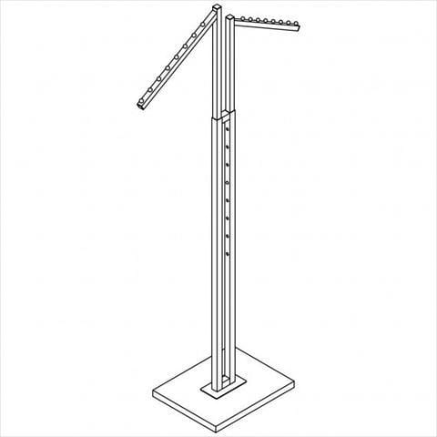 Clothes rack - Square tube 2-way rack with 2x18 - inch slant arm with 8 balls
