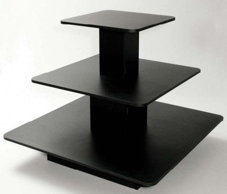 3 tier square table black