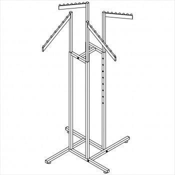 Clothes rack - 4 way rack with arms made of rectangular tubing with 8 balls chrome