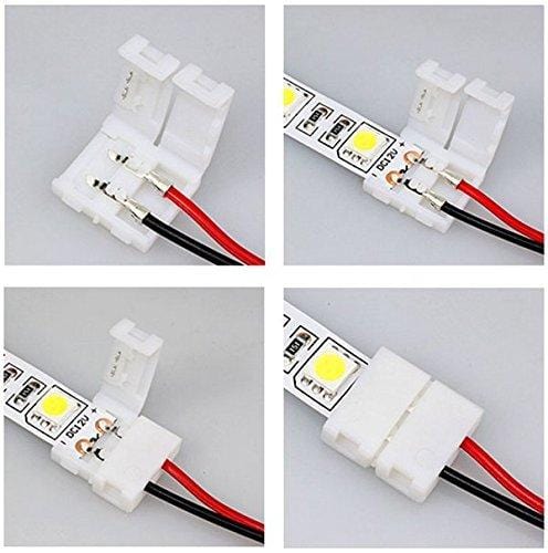 10mm, 2-conductor Single End LED Strip Connector for IP30 5050 LED Single Color Strip Lights,Pack of 10 Pieces ---C6063