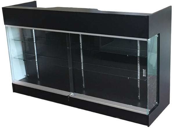 Retail Counter With Showcase Black -  72" L x 22" W x 42" H