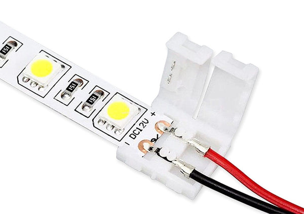 10mm, 2-conductor Single End LED Strip Connector for IP30 5050 LED Single Color Strip Lights,Pack of 10 Pieces ---C6063