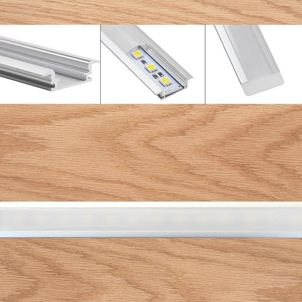 U-Shaped Aluminum Channel for Flush Mount, With Frosted White Diffuser Covers ---C5095