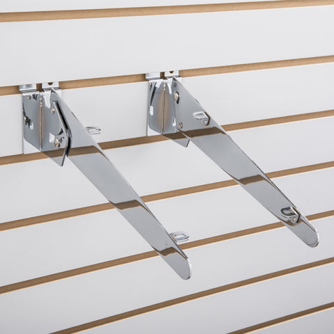Adjustable wood shelf brackets with 5 position screw lock