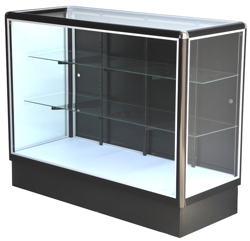 Show Case  With  Tempered Glass And Black Electrophoresis Aluminum Frame In Full Vision - 48 x 38 x20 - Inch