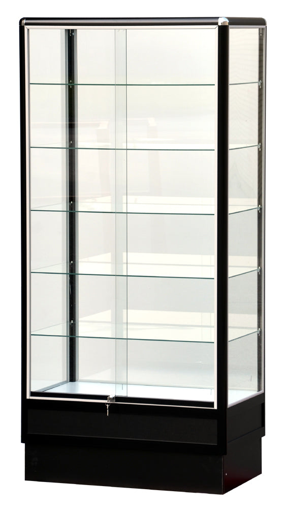 Glass Cabinet With Black Electrophoresis Aluminum Frame - 72 x 34 x20 - Inch