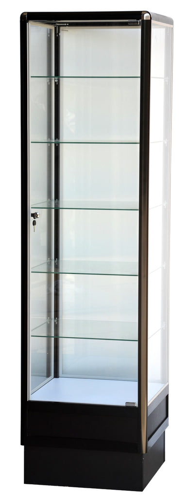 Standing Display Case With Aluminum Frame In Black Electrophoresis - 72 x 20 x20 - Inch