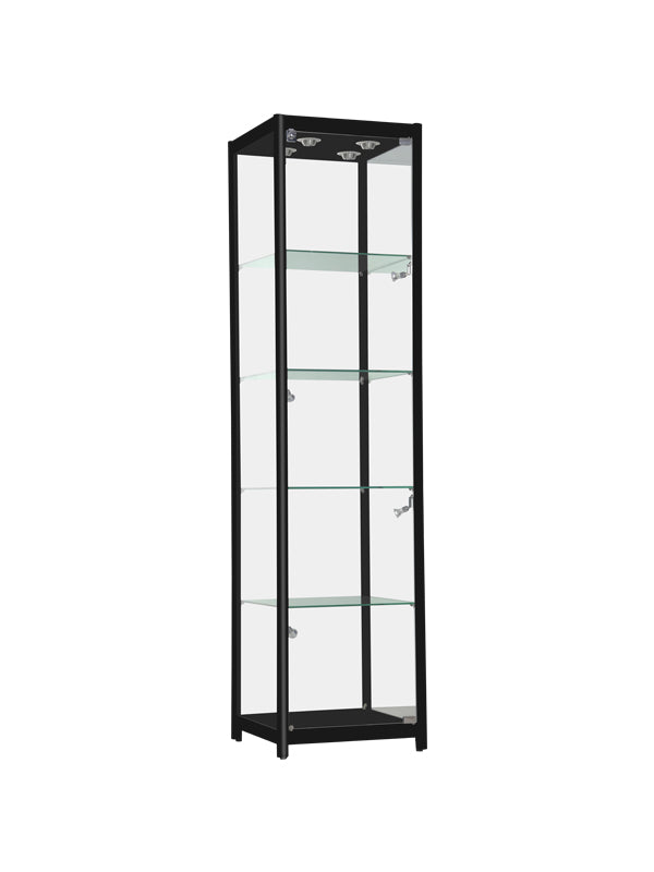 Glass Display Case - Glass Display Case with Lights - Black