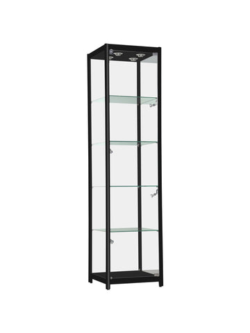 Glass Display Case with Lights - Black