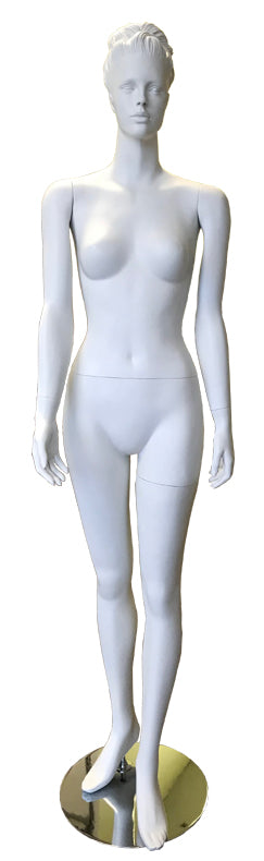 Female fiber glass standing white mannequin with head