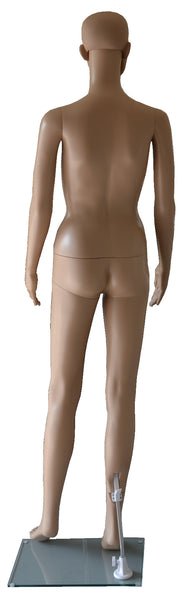 Manikin Female Back View, Plastic, Unbreakable Skin Tone with Glass Base. Height: 68, Chest:32, Waist:24, Hip: 33-Inch.