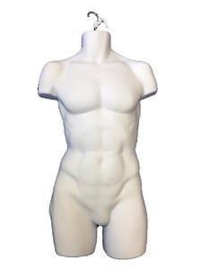 Male Half Mannequin White With Hook