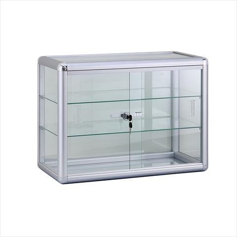 Countertop Display Case With Aluminum Frame And Tempered Glass - 24 L x 12 W x 18 H - Inch