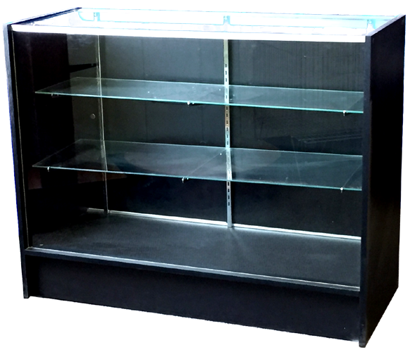 full vision wood display showcase, glass cases, display cabinet  black