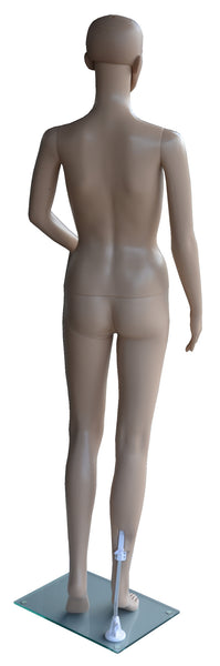 Cheap Mannequins Female, Plastic, Unbreakable Skin Tone with Glass Base Back View, Height: 68, Chest:32, Waist:24, Hip: 33-Inch