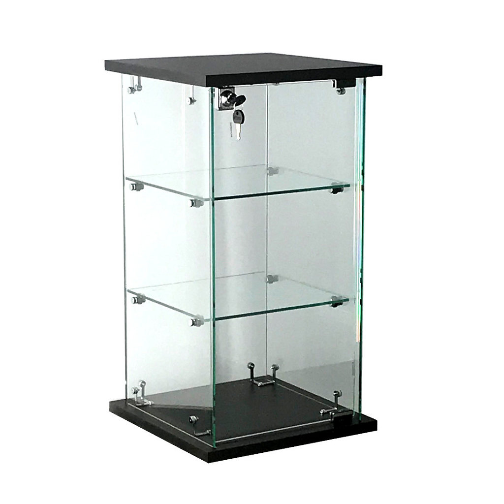 Frameless glass countertop display case, 13(W) x 13(D) x 24(H) - inch