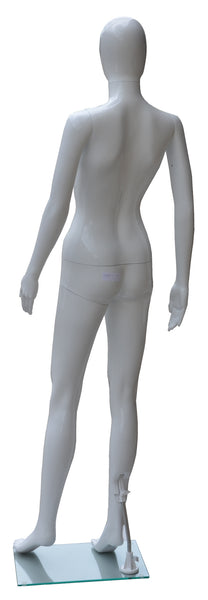 Display Mannequin with Egg Face in White for Female, Plastic hard to break, Height: 68, Chest:33, Waist: 24, Hip: 33 inch